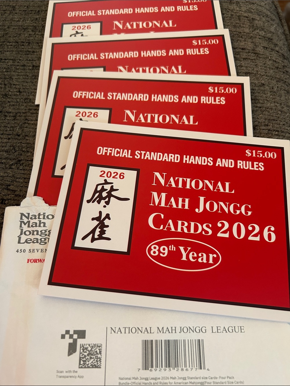 Official standard hands and rules, national mah-jongg cards, 2026 4 cards
